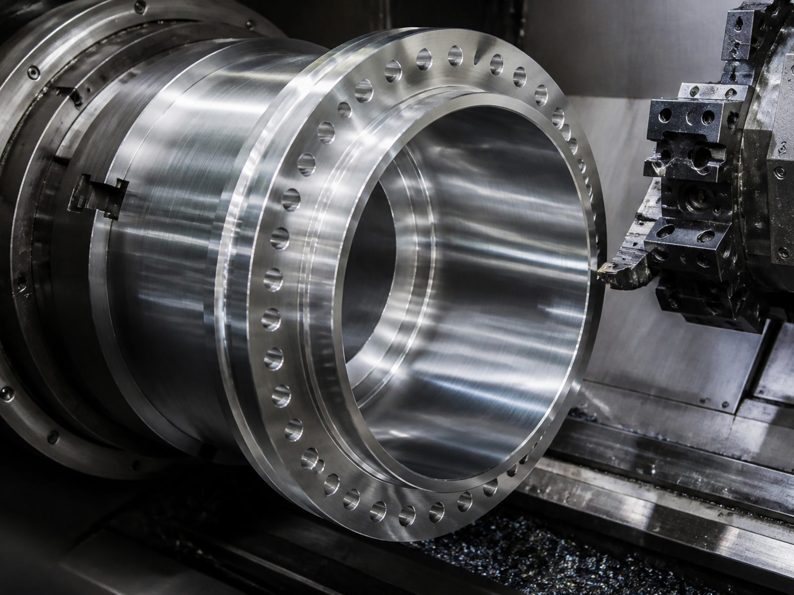Large-diameter CNC turning of difficult-alloy precision components